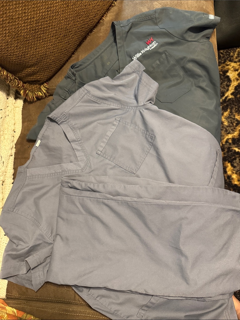 V-Neck Medical Scrub Tops in Slate and Charcoal